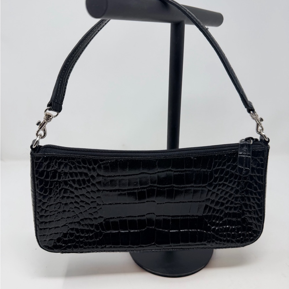 Giani Bernini Black Crocodile-Embossed Shoulder Bag